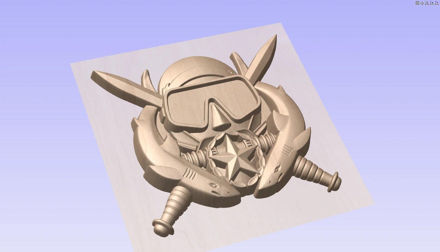 CNC File I  US Army Special Forces Diving Supervisor Badge 3D Model I  RathTech Design My Store