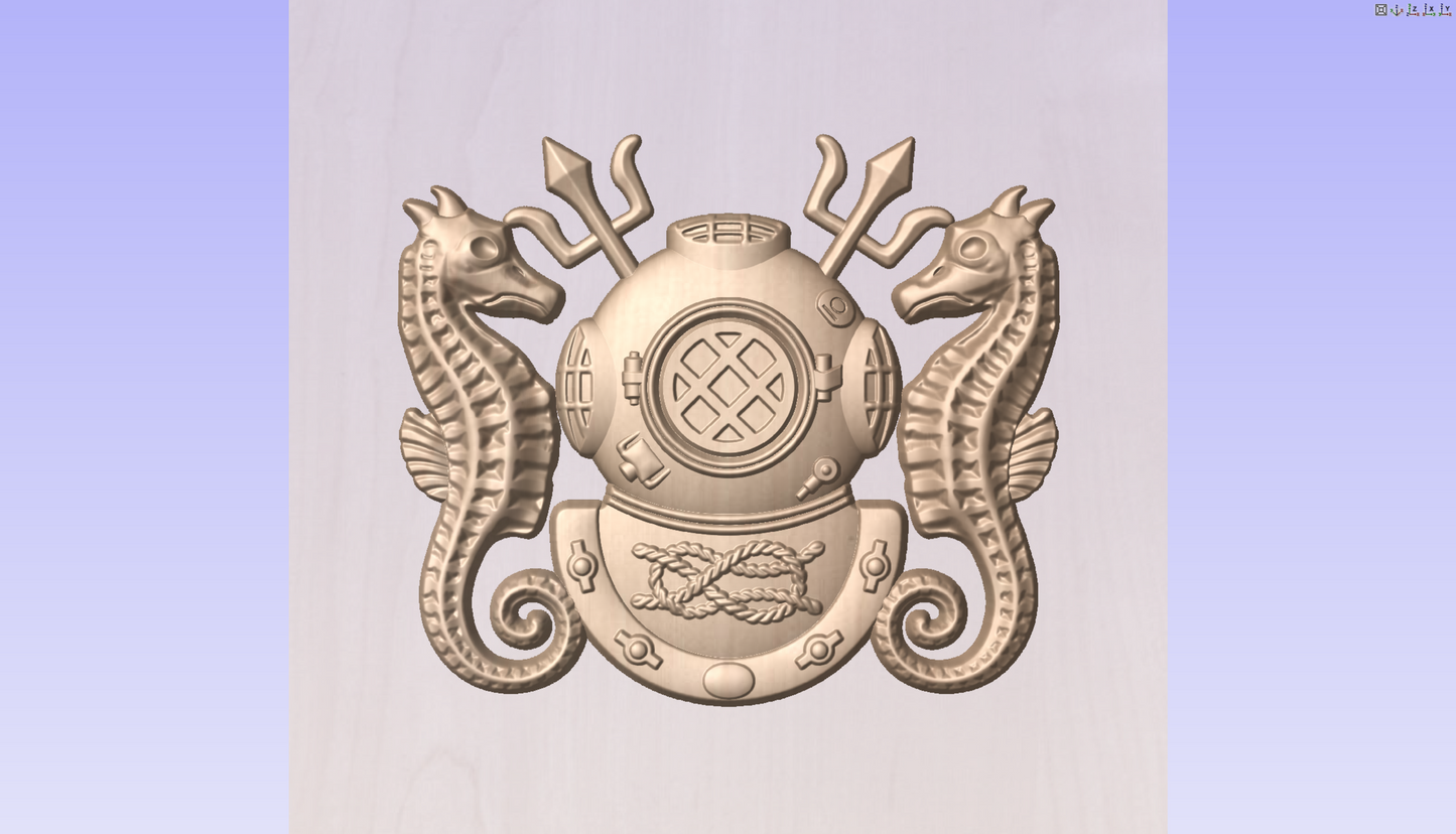 CNC File I US Navy Master Diver & Diving Officer Badge 3D Model I  RathTech Design