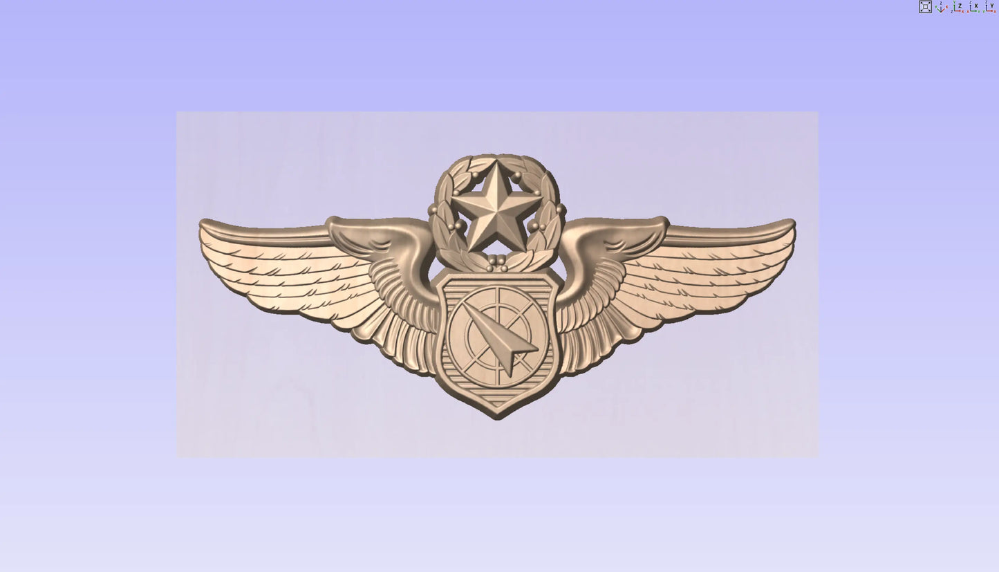 CNC File I US Air Force Master Air Battle Manager Wings Insignia 3D Model I  RathTech Design My Store