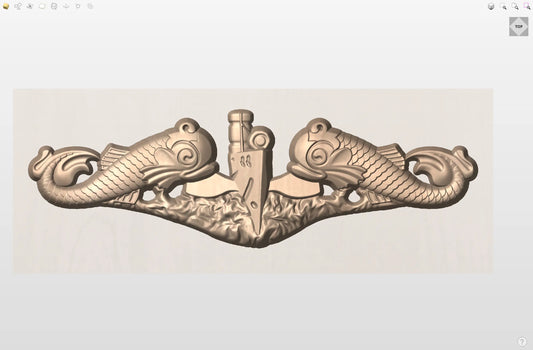 CNC File I  US Navy Submarine Warfare Badge 3D Model My Store