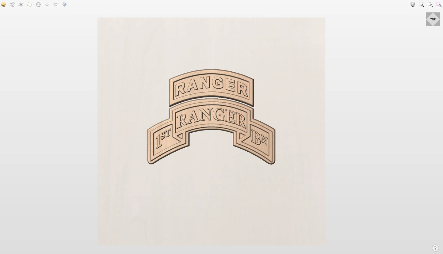 CNC File I US Army 1st Battalion Ranger Tab & Scroll 3D Model I  RathTech Design My Store