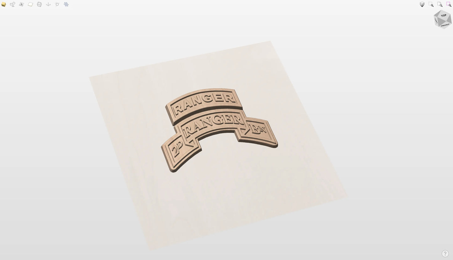 CNC File I US Army 2nd Battalion Ranger Tab & Scroll 3D Model I  RathTech Design My Store