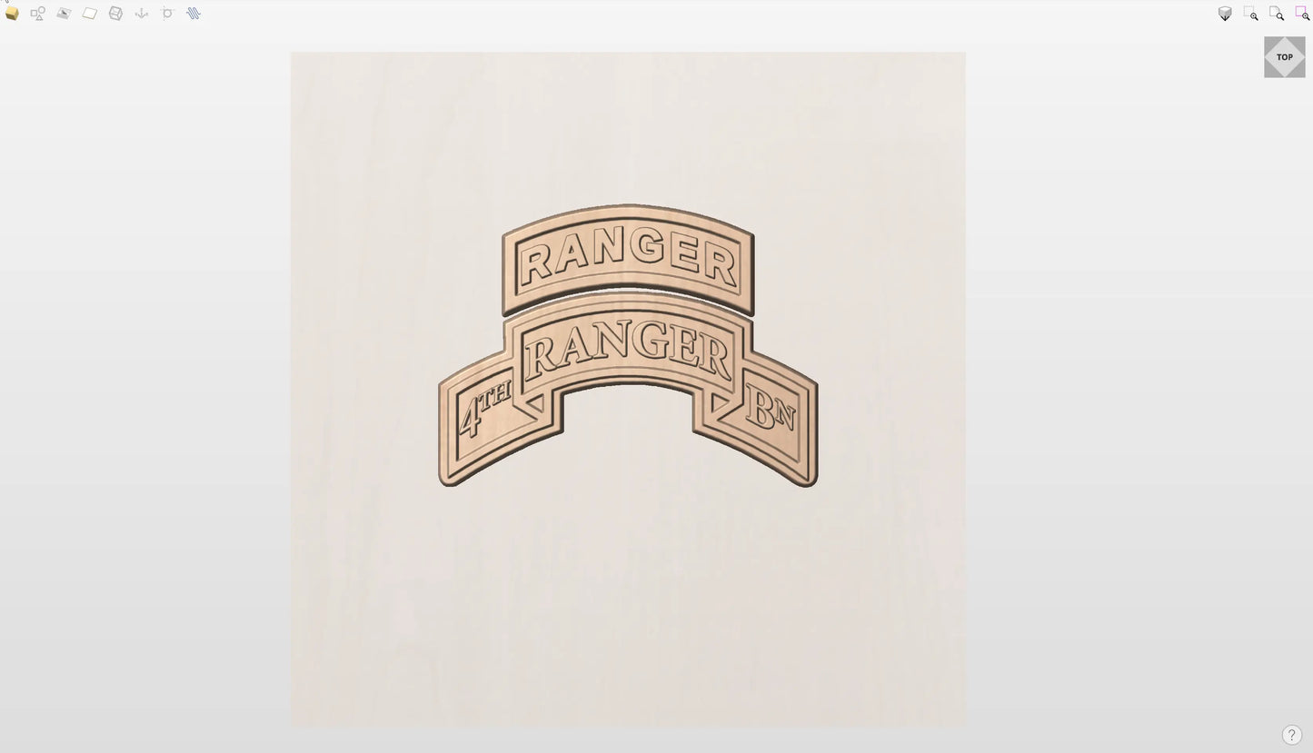 CNC File I US Army 4th Battalion Ranger Tab & Scroll 3D Model I  RathTech Design My Store