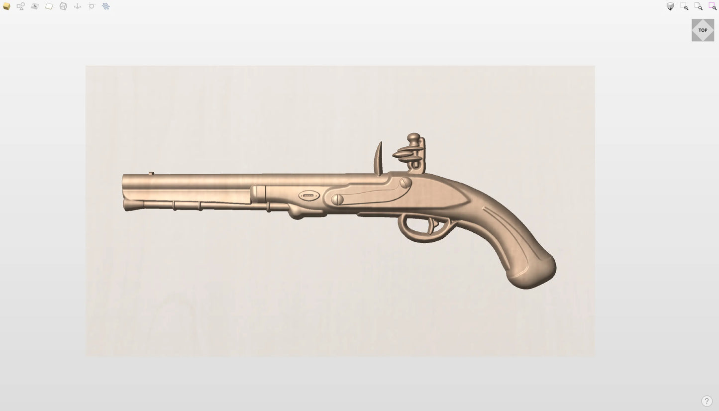CNC File I  Flintlock Pistol Version 2 3D Model I  RathTech Design My Store
